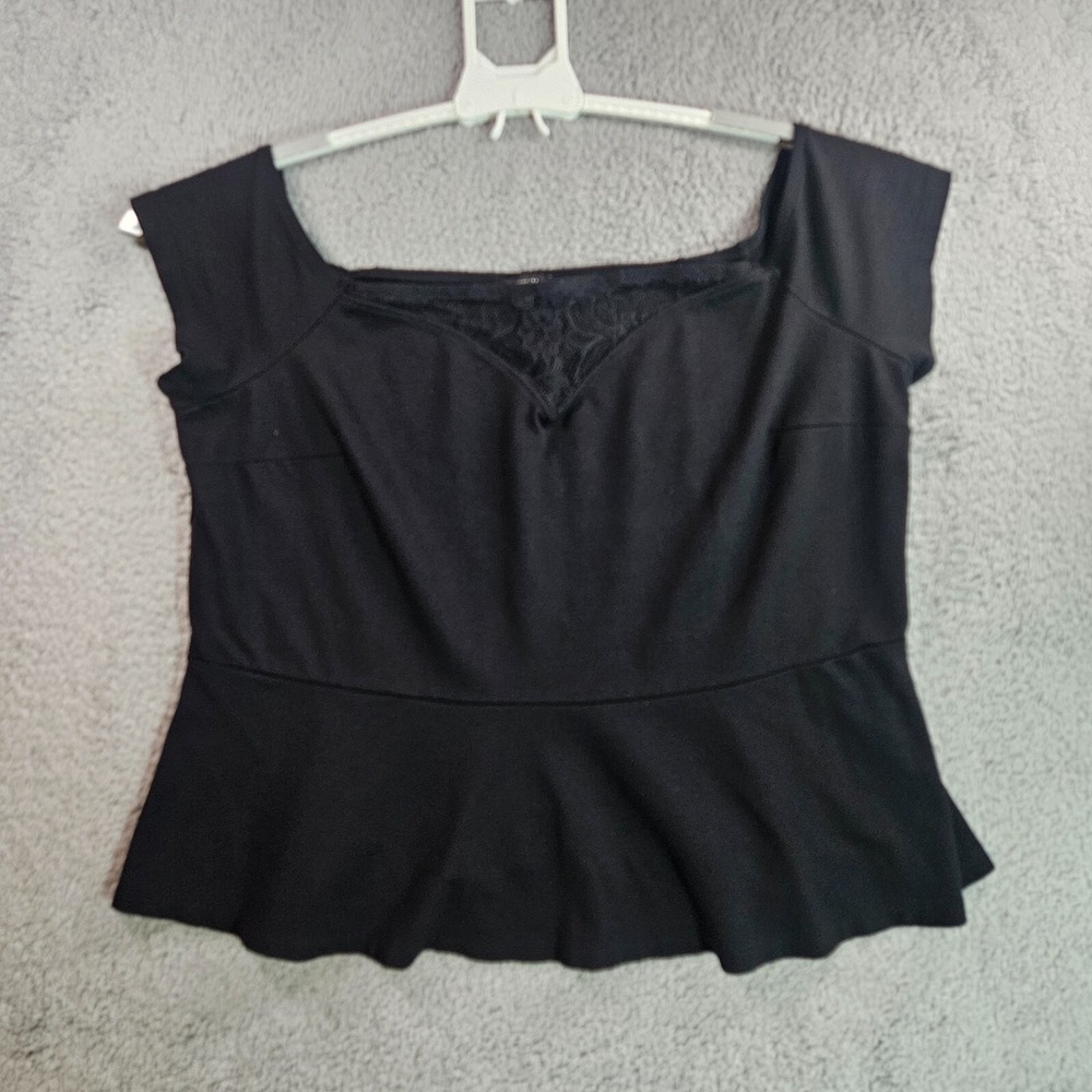 Lane Bryant Top Womens Size 22 24 Lace Wide Neck Fitted Black Work Career